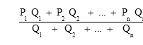 A formula to calculate the weighted average of prices, values, costs or amounts in relation to goods over a particular period.